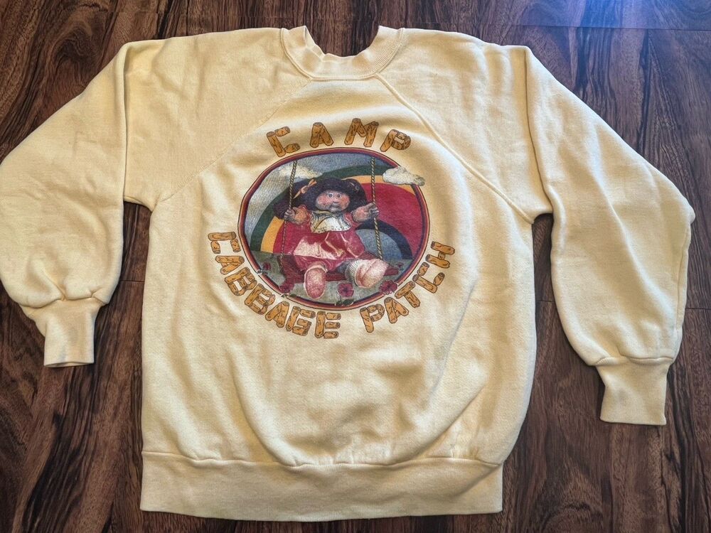 Vtg 1980’s Cabbage Patch Kids Camp Juniors Sz M Jean Top Made USA READ